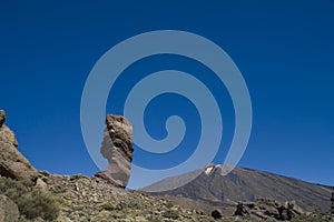 Landscape from the Canary Island of Tenerife in the center of the island with a cloudless sky