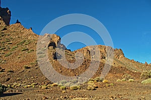 Landscape from the Canary Island of Tenerife in the center of the island with a cloudless sky