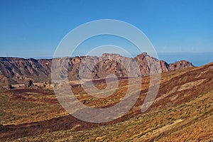 Landscape from the Canary Island of Tenerife in the center of the island with a cloudless sky