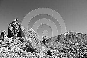 Landscape from the Canary Island of Tenerife in the center of the island with a cloudless sky