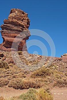 Landscape from the Canary Island of Tenerife in the center of the island with a cloudless sky