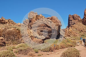 Landscape from the Canary Island of Tenerife in the center of the island with a cloudless sky