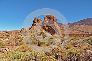 Landscape from the Canary Island of Tenerife in the center of the island with a cloudless sky