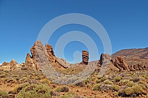 Landscape from the Canary Island of Tenerife in the center of the island with a cloudless sky