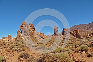 Landscape from the Canary Island of Tenerife in the center of the island with a cloudless sky