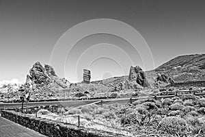 Landscape from the Canary Island of Tenerife in the center of the island with a cloudless sky