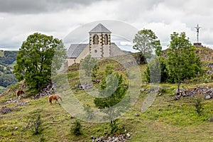 Landscape of Cantal - View of Segur-Les-Villas near Murat in the region Auvergne-RhÃ´ne-Alpes - France