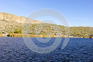 Landscape Canyon Lake, Reservoirs Formed by Damming of Salt River in US, Arizona, Salt