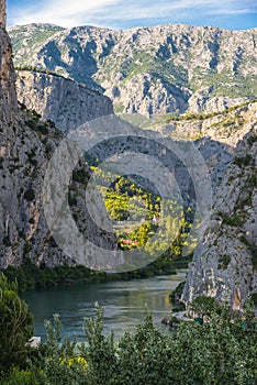 Landscape canyon river Cetina from the Omis. Sunny day