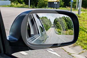 Landscape in the car mirror