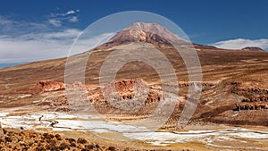 Landscape with the Cariquima volcano in the background, near the photo