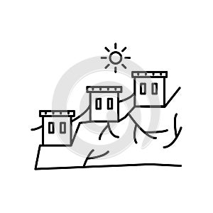 Landscape, castle, sun icon. Element of landscape thin line icon