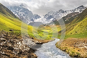 Landscape, Caucasus mountain range, Juta valley, Kazbegi region, Georgia