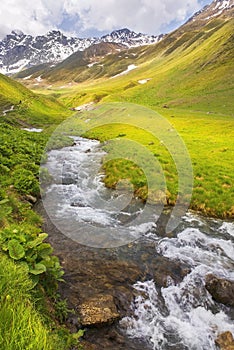 Landscape, Caucasus mountain range, Juta valley, Kazbegi region, Georgia