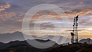 Landscape with cell phone communication tower