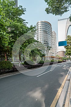 The landscape in the center of city, modern commercial background