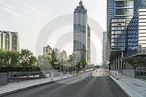 The landscape in the center of city, modern commercial background