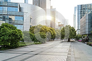 The landscape in the center of city, modern commercial background