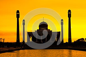 Landscape of Center Mosque Songkhla in evening,Thailand.