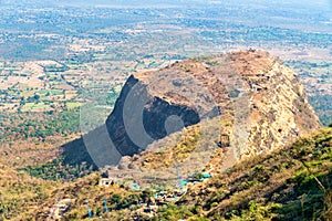 Landscape of Champaner-Pavagadh heritage site from Pavagadh Hill. Gujarat, Western India