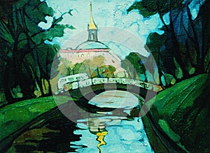 Landscape with channel in saint petersburg