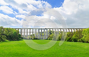 Landscape of Chaumont Viaduct, France. Important railroad line Paris-Basel