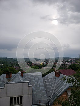 Landscape of Chernivtsi from roof of local building