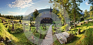 Landscape with church and cemetery in Slovakia, Tatranska Javorina