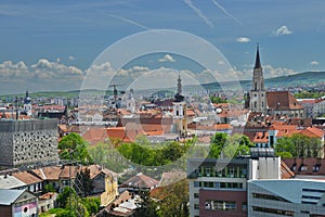 Landscape with church towers in Cluj-Napoca