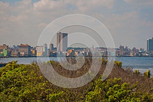 Landscape of the city and the Bay from afar. Havana. Cuba