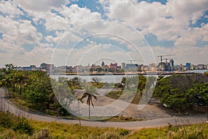 Landscape of the city and the Bay from afar. Havana. Cuba