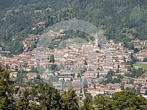 Landscape on the city of Clusone from the mountain lodge called San Lucio photo