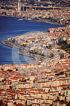 Landscape of City of Izmir Smyrna, Turkey. Aegean sea