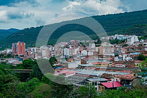 landscape of the city of San Gil, Santander, Colombia from the mountains photo