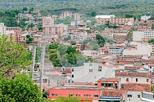 landscape of the city of San Gil, Santander, Colombia from the mountains photo