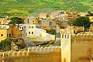 Landscape of a city wall in the city of Fes