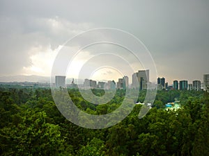 Mexico City landscape from Chapultepec park