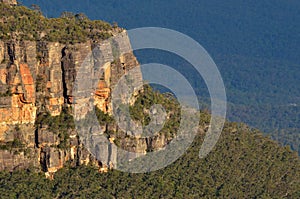 Landscape of cliffs in the Jamison Valley New South Wales, Aust photo