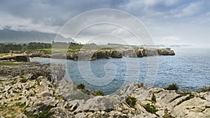 Landscape with the cliffs of Pria on the coast of Asturias. photo