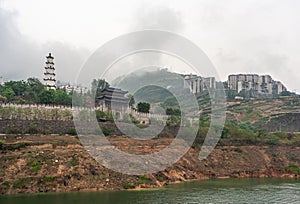 Landscape Closeup of Front gate to Historic site, Baidicheng, China
