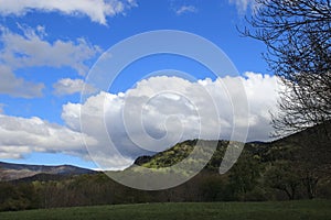 Landscape and cloudy sky in Pyrennes.