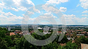 Landscape with Cluj Arena Stadium, the Polyvalent Hall and city center of Cluj Napoca