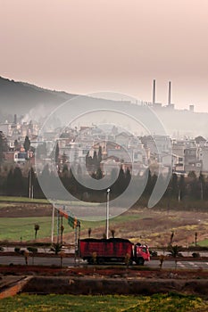 Landscape of a coal town in South China