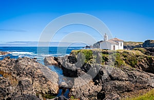 Landscape of the coast of Galicia, lighthouse.