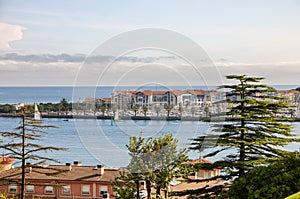Landscape of coast and port of Hondarribia