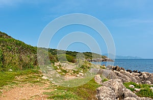 Landscape on the coast of Tyrrhenian sea between Scauri and Formia, Italy