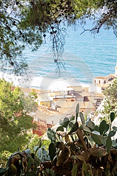 Landscape of coastline and town of Cefalu in Sicily