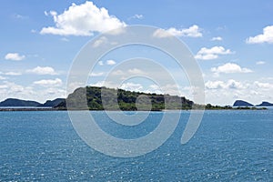 Landscape colorful blue sky with beautiful cloud and scintillation sea and island in asia