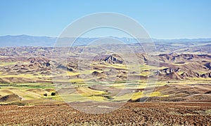 Landscape of colorful red mountains and a hills