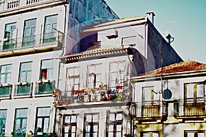Landscape of colorful traditional apartments in Porto Portugal